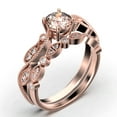thumbnail image 3 of Dazzling 1.75 Carat Round Cut Morganite And Diamond Moissanite Classic Inspired Engagement Ring, Unique Twist Band Wedding Ring in 925 Sterling Silver With 18k Rose Gold Plating, One Matching Band, 3 of 3