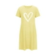 thumbnail image 4 of Sakmal Sleepwear for Women Cute Comfy Sleepshirt Hearts Print Yellow Short Sleeve Nightgowns, 4 of 6