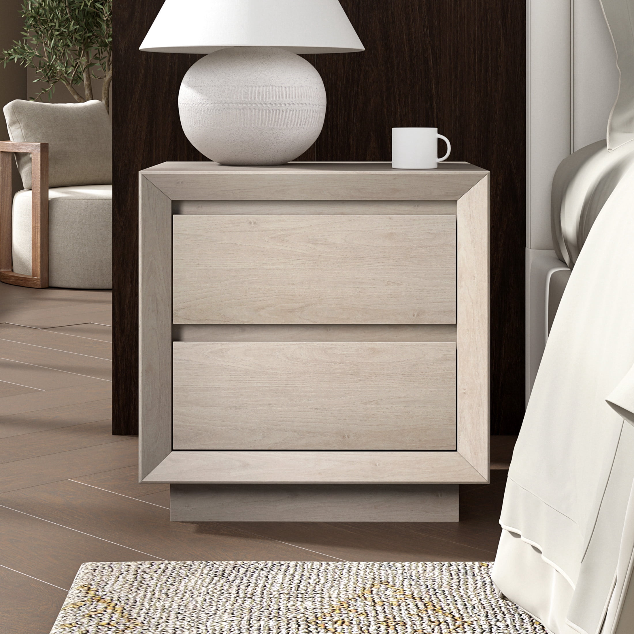 Evelyn&Zoe Modern/Contemporary 24" Wide Alder White Nightstand
