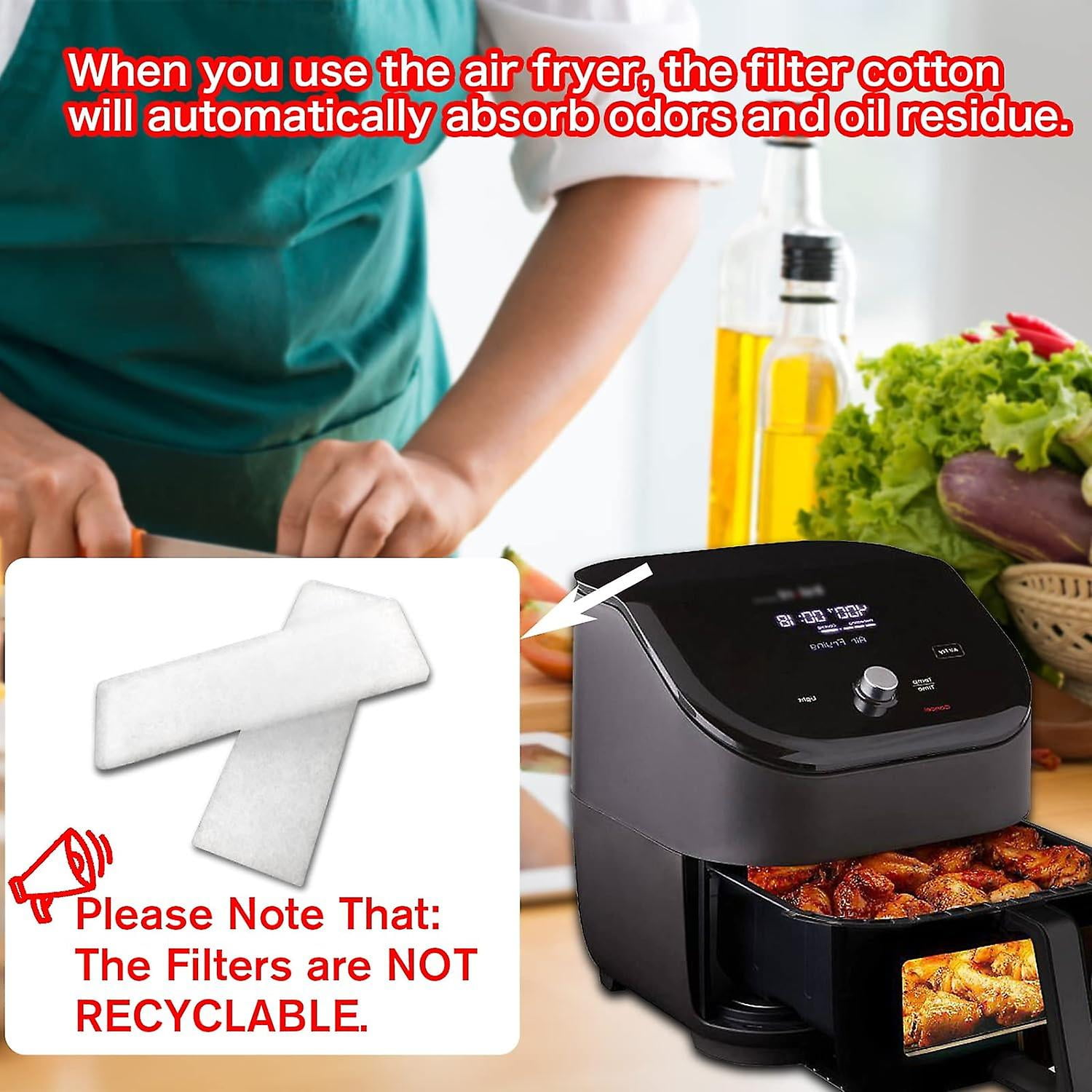 12 PCS Air Fryer Replacement Filters Compatible with Instant Pot Air Fryer Vortex Plus 6QT Filters Accessories can Odor Erase and Oil Residue and Keep G Need Walmart