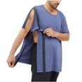 thumbnail image 4 of Mens Post-Surgery T Shirts with Pocket Short Sleeve Crewneck Tees Tops Casual Solid Color Open Side Button Breathable Basic Tshirts Shirt, 4 of 8