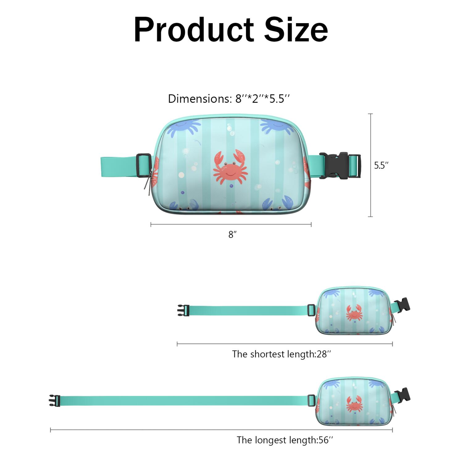 Waist Bag Fashion Waist Packs Bag with Adjustable Strap Marine Adorable Crab HandsFree Running Belt for Jogging for Travel Daily Leisure