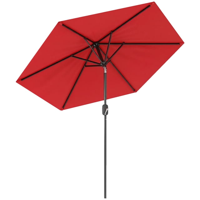 Outsunny Parasol de Patio, Parasol Extérieur avec 6 Baleines, Rouge Vin