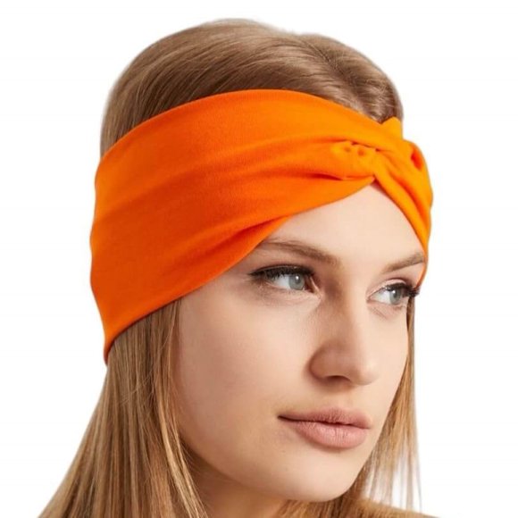 Diademas elásticas de algodón suave para mujer, color sólido, antideslizantes, bandas deportivas de moda para mujer, yoga, entrenamiento, correr (naranja, 1 tamaño)