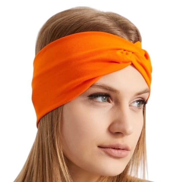 Diademas elásticas de algodón suave para mujer, color sólido, antideslizantes, bandas deportivas de moda para mujer, yoga, entrenamiento, correr (naranja, 1 tamaño)