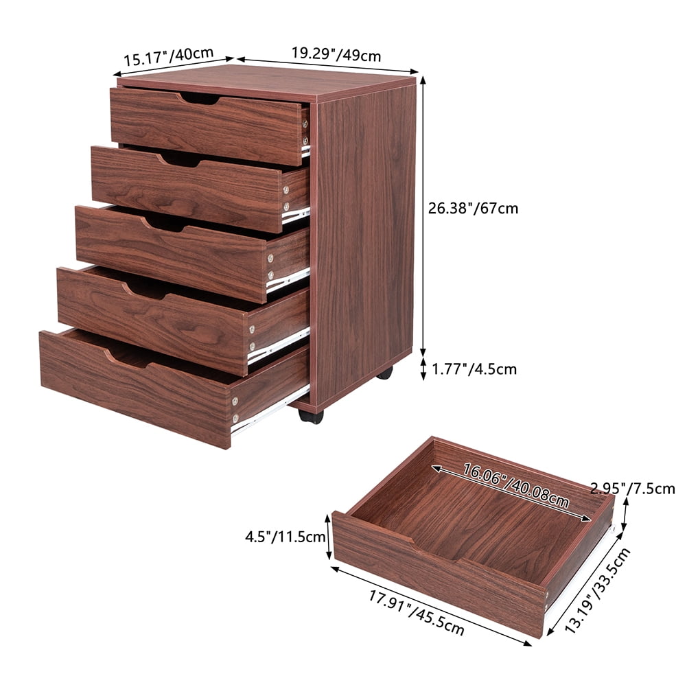 Private Jungle Five Drawers MDF With PVC Wooden File Cabinet Dark Walnut Color Private Jungle Five Drawers MDF With PVC Wooden File Cabinet Dark Walnut Color