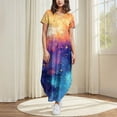 thumbnail image 1 of Ovzne Robes pour Femmes Robe pour Femme Robes pour Femmes Été Décontracté Imprimé Floral Col Rond Manches Courtes Poches Imprimé Robe Longue Robe pour Femmes Manches Courtes Robes Longues Imprimées Cl, 1 of 6