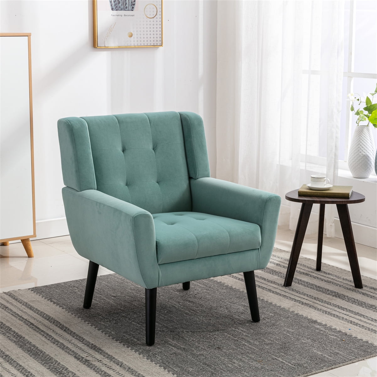 INCLAKE Velvet Accent Armchair,Upholstered Fabric Living Room Chair