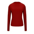 thumbnail image 5 of Womens Lettuce Trim Mock Neck Long Sleeve Tops Dressy Casual Slim Fit Ribbed Knit Shirts Fashion Fall Layer Outfits, 5 of 6