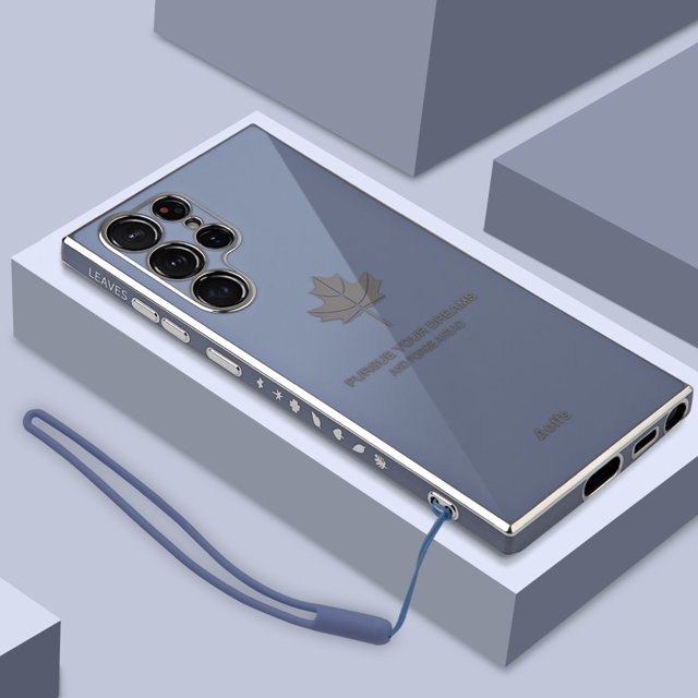 Funda de hoja de arce galvanizada para Samsung, S23 Ultra, S20, S21, S22, S23 Plus, S20 FE, S21 FE, Note 20 Ultra, S23Ultra, 5G, cubierta de silicona Fivean unisex