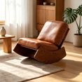 thumbnail image 2 of Upholstered Glider Chair, Faux Leather with Solid Wood Frame, Accent Furniture for Bedroom and Living Room, Brown, 2 of 12