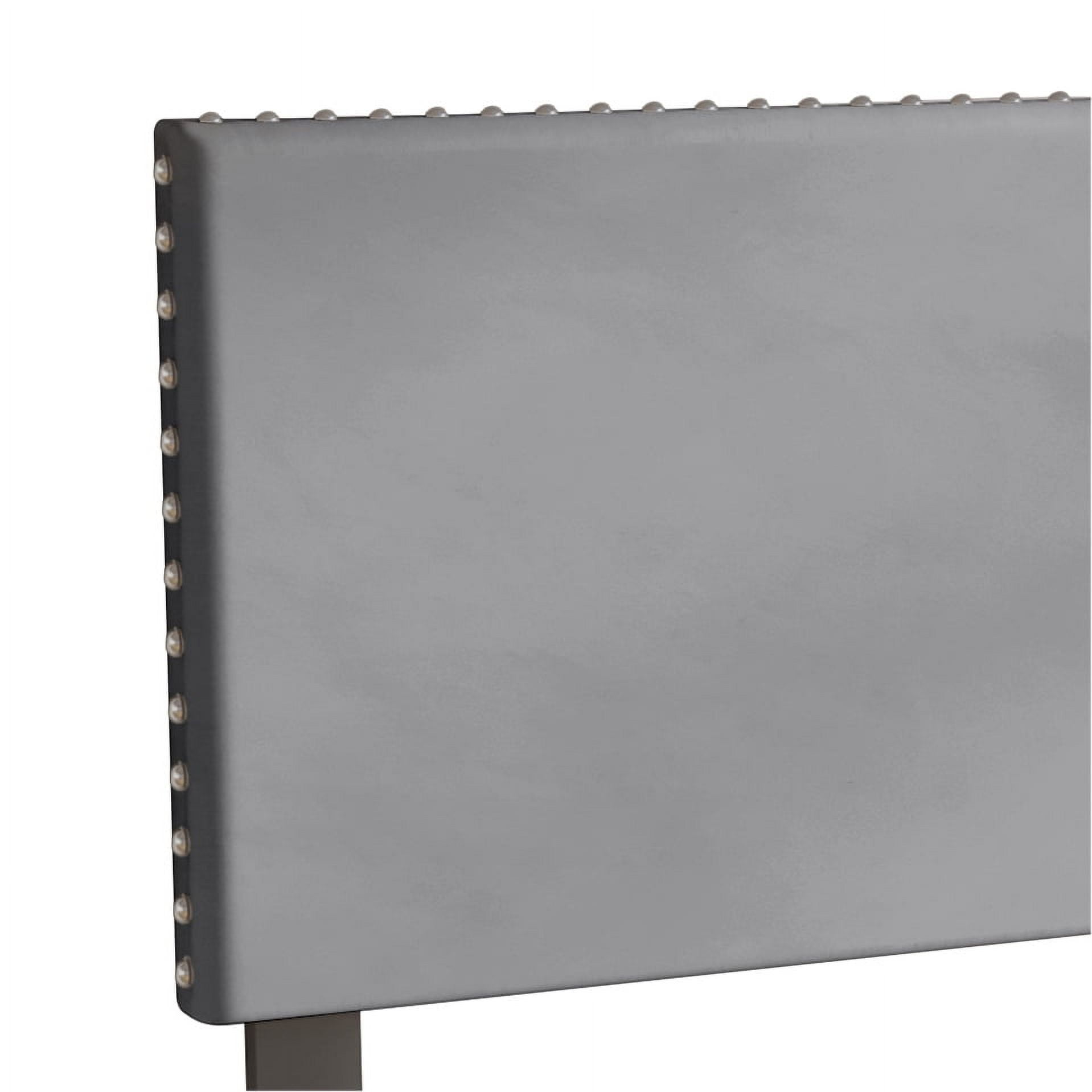 Castle Place Upholstered Nailhead Trim Velvet Headboard, Silver Grey, Full