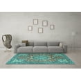 thumbnail image 3 of Ahgly Company Indoor Square Medallion Turquoise Blue Traditional Area Rugs, 4' Square, 3 of 4