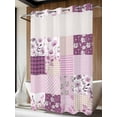 thumbnail image 2 of No Hook Shower Curtain with Snap-in Liner, Boho Purple Flowers Waterproof Fabric Bathroom Curtains, Spring Floral Botanical Patchwork Vintage Bath Curtains & Mesh Top Window 60"x72", 2 of 9