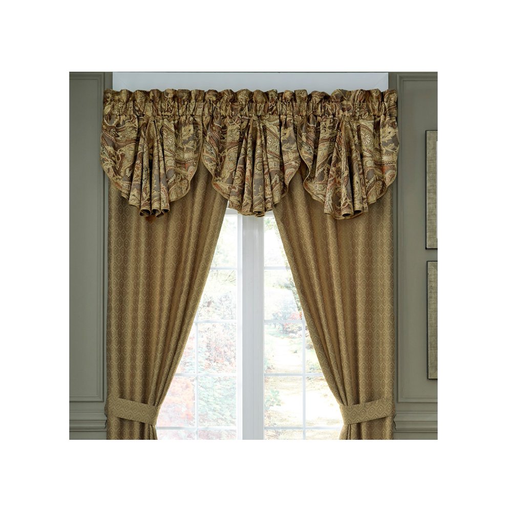Croscill Jacquard Pattern Ashton Circle Valance chenille Woven Bedding Curtain, Gold Walmart