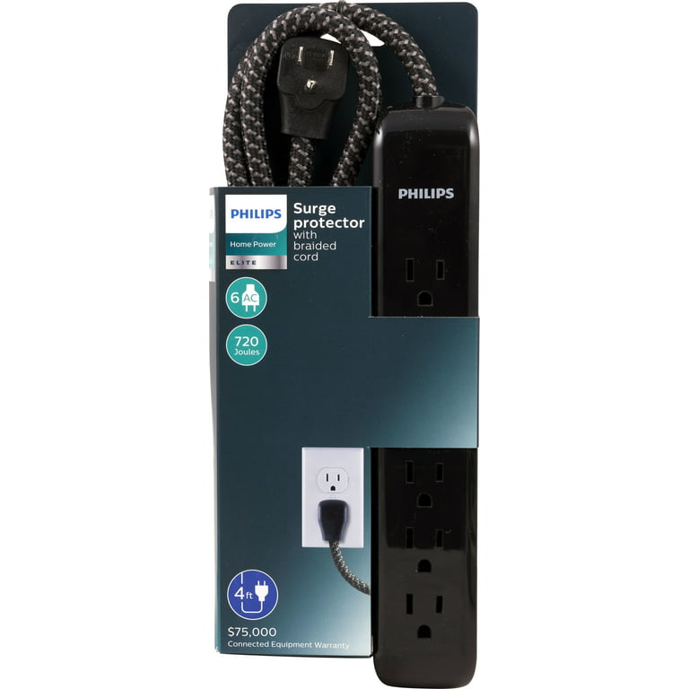 Philips 6-Outlet 4ft. WiFi Braided Extension Cord with Surge