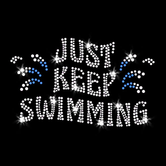 JCS Rhinestones Just Keep Swimming Iron-on Sparkly Bling Clear Crystals Rhinestone Transfer