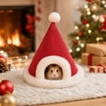 thumbnail image 5 of Neoargh Christmas Pet Bed, Cozy Guinea Pig House, Christmas Hat Design, Soft Fabric, Washable Bed, Non-Slip Base, 5 of 7
