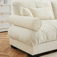 thumbnail image 5 of Oversized Modern Cream Velvet 2-Seater Sofa with Ottoman - Exquisite Stylish Design for Reading Room, Loft, and Bedroom, 5 of 8