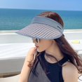 thumbnail image 4 of LINASHI Women Sun Hat Empty Top Adjustable Contrast Color Sun Visors Outdoor Sport Sun Visors Hats with Long Brim, 4 of 7