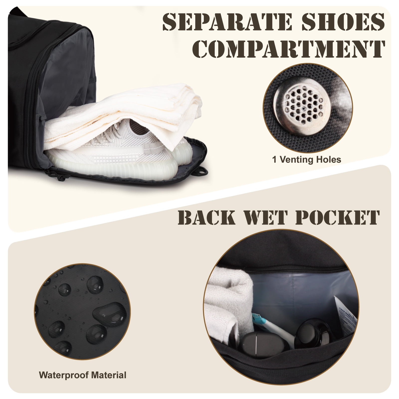TRIPGEAR 45L 2-in-1 Gym Duffle Bag for Men, Travel Backpack with Shoe & Wet Pocket, Overnight Carry-on Bag