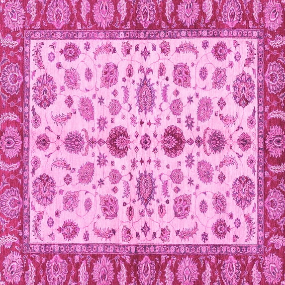 Ahgly Company Indoor Square Oriental Pink Traditional Area Rugs, 6' Square