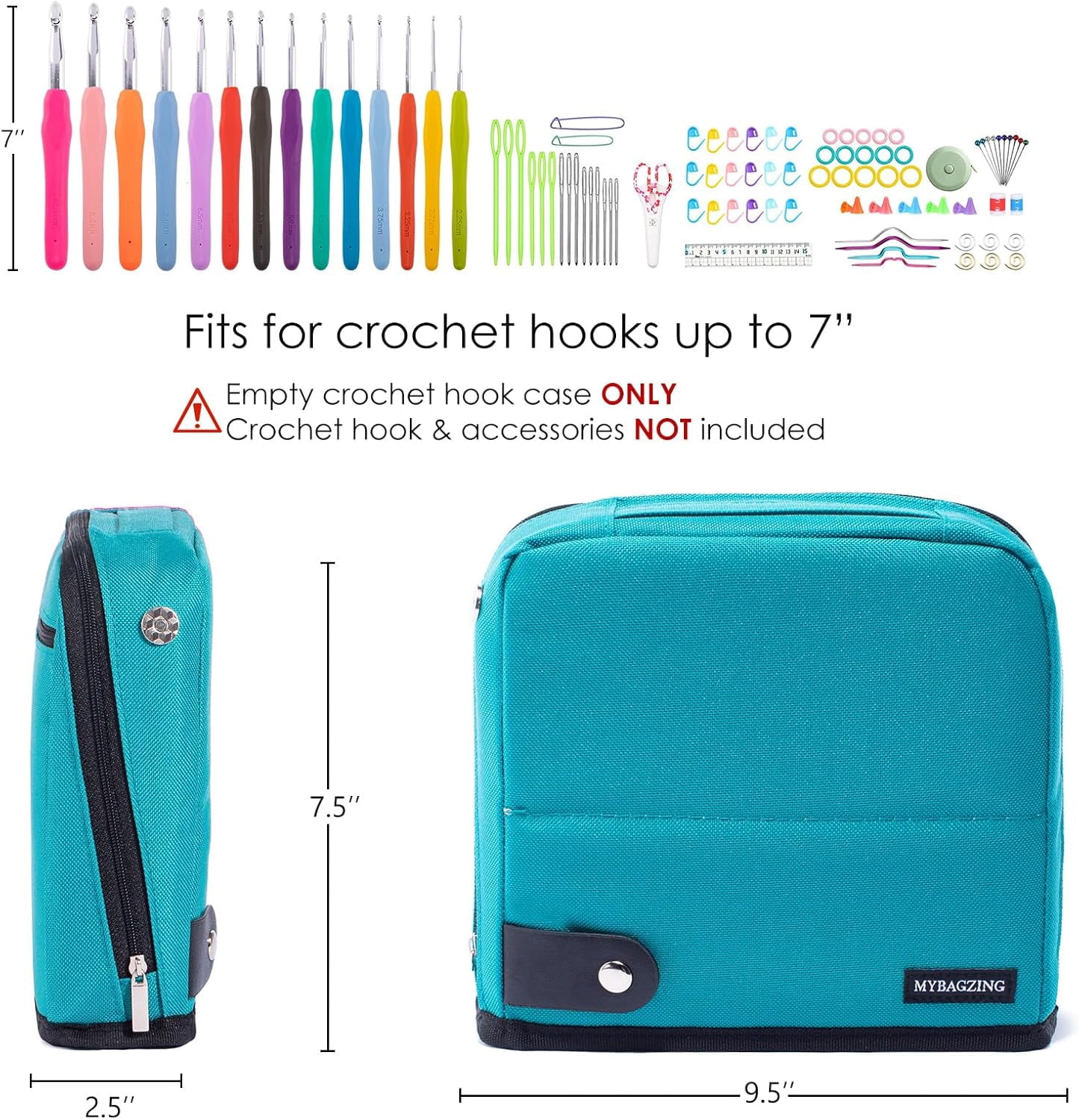 Crochet Hook Case - Stand Up Organizer Unique Design Holder for Knitting & Supplies