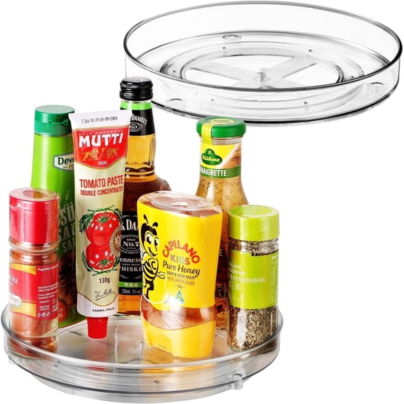 Gimgong Plastic Non-Slip 9.5 Inch Cabinet Lazy Susan for Kitchen, Clear