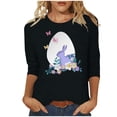 thumbnail image 2 of EGNMCR Easter Chemises Imprimées pour Femmes T-Shirts Graphiques pour Femmes Chemises Femmes Mode Femme Décontractée Noël Imprimé Col Rond Blouse Imprimée Manches 3/4 T-Shirt Blouses T-Shirts Femmes, 2 of 4
