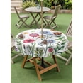 thumbnail image 4 of Outdoor Tablecloth with Umbrella Hole for Patio/Picnic/Party/Camping, Spring Floral Waterproof Table Cloth Round Cover Washable, Pink Blue Flowers Botanical Butterflies (Dia 54"), 4 of 8