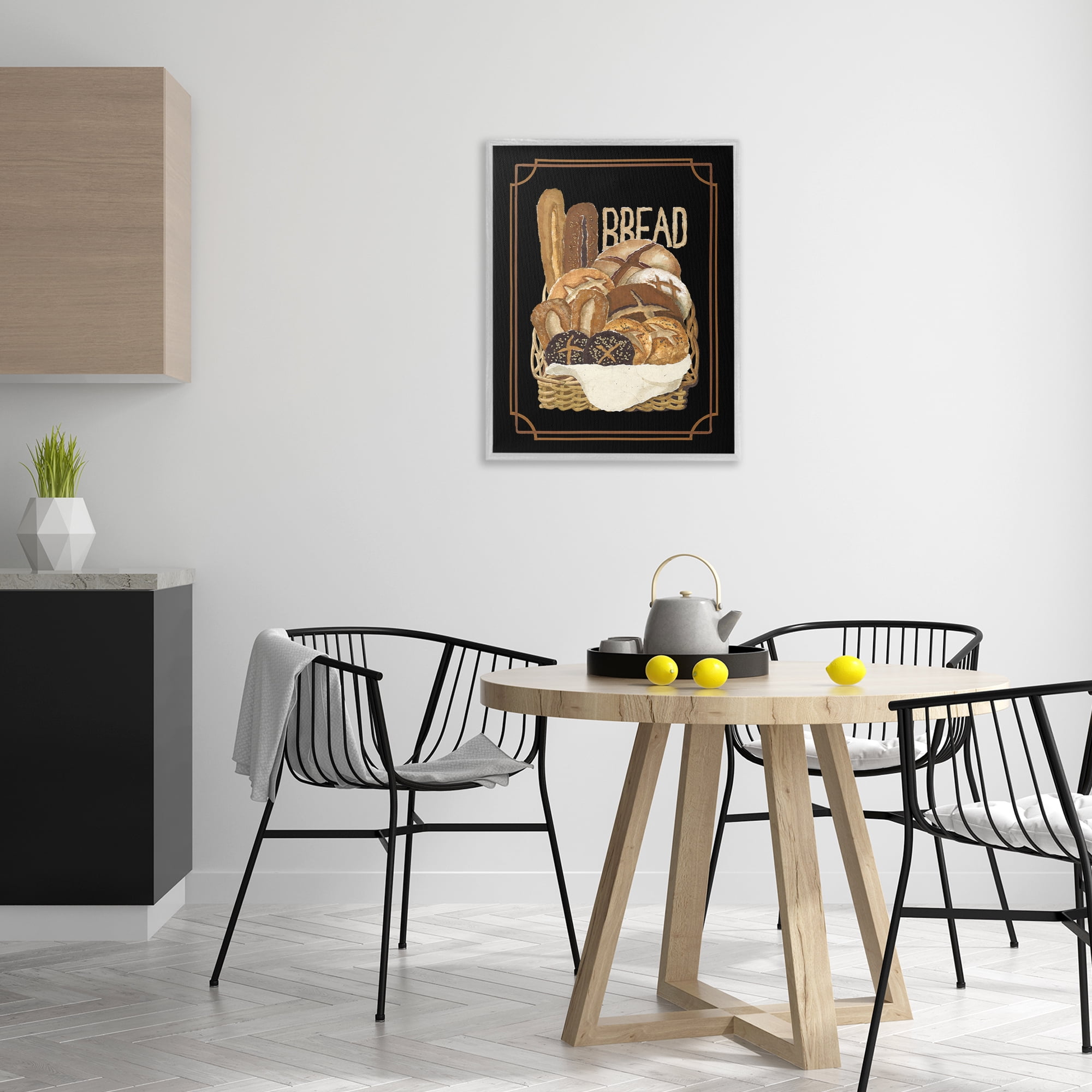 Stupell Industries Traditional Bread Basket Food & Beverage Painting Gray Framed Art Print Wall Art, 24 x 30