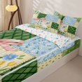 thumbnail image 3 of Manfei Patchwork Plaid Bowknot Zipper Twin Comforter Sets with Fitted Sheet and 2 Pillowcases,Cute Floral Zipper Bedding Set,Colorful Stars Reversible,4 Pieces, 3 of 7