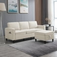 thumbnail image 7 of Mjkone L-Shaped Sectional Couch with Storage Ottoman, Living Room Furniture Suitable for Small Space-Apartment/Upstairs Loft/Living Room (Beige), 7 of 7