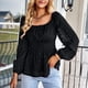 thumbnail image 3 of Camisa informal sin espalda con cuello ancho y manga larga para mujer con dobladillo suelto para todas las estaciones, 3 of 6