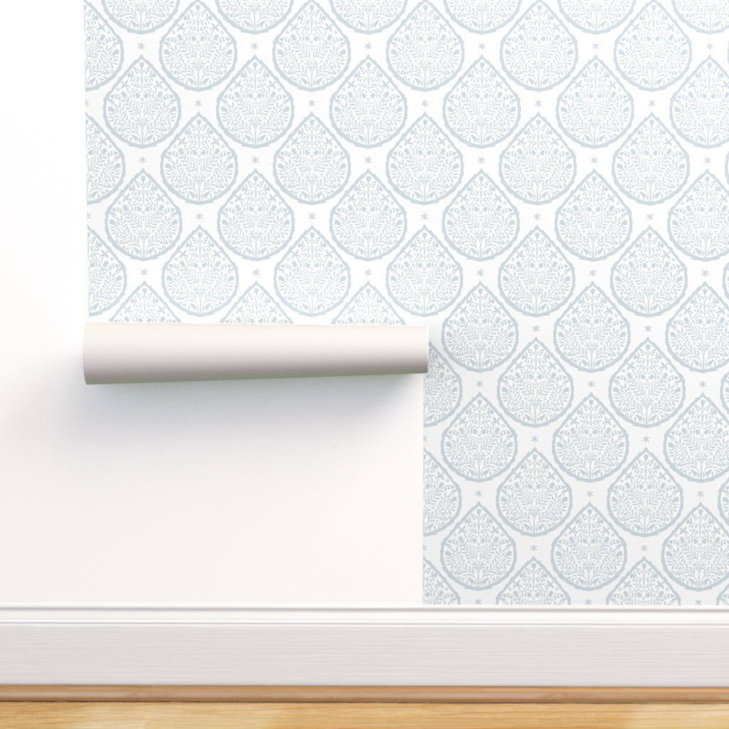 Peel & Stick Wallpaper Swatch - Light Blue Botanical Paisley Block