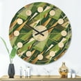 thumbnail image 2 of Designart 'Triangular Green and Gold Design I' Mid-Century Modern Wood Wall Clock, 2 of 5