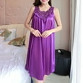 thumbnail image 2 of UFOUND Women Sleepwear Casual Solid Color Dress Sleeveless Round Neck Lace Splice Dress Pullover Loose Dress Pajamas Homewear Loungewear Nightwear Comfort, 2 of 6