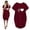 Wine, variant on Leesechin Summer Dresses for Women Ladies Plus Size Elegant O-Neck Swing Short Sleeve Mini Beach Printed Dress