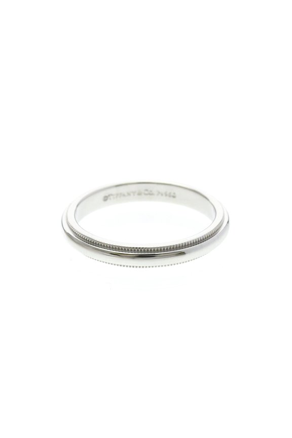 Pre-Owned TIFFANY Milgrain Band Ring Platinum Fashion No Stone Polished