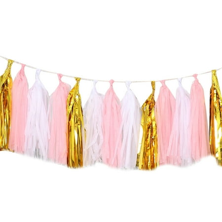

20pcs DIY Tissue Paper Party Tassel Banner Wedding Baby Shower Birthday Fringe Party Banner Home Decoration