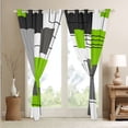 thumbnail image 4 of Lime Green Gray Geometric 30%-50% Blackout Curtains 42"Wx84"L Black Grey White Geometry Square Window Curtains Bedroom Abstract Striped Window Curtains Simple Lines Window Treatments 2 Panels, 4 of 6