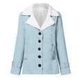 thumbnail image 5 of Fjofpr Womens Coats Lapel Fleece Lined Jacket Winter Warm Button Down Coat Outerwear with Pocket, 5 of 5