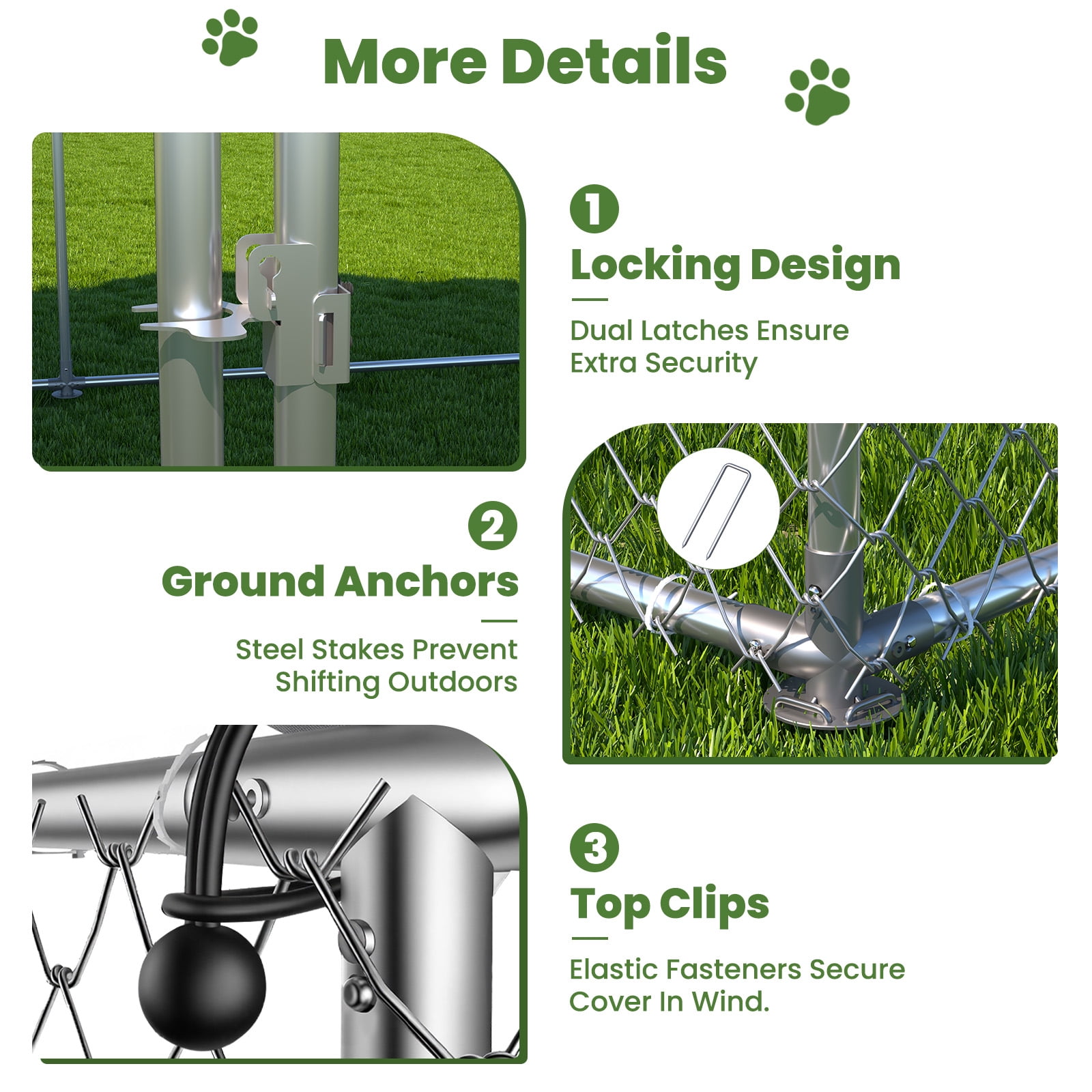 YOKWOK 20x10ft Outdoor Dog Kennel Heavy Duty Metal Dog Pet Enclosure, with Galvanized Steel Fence and Metal Gate, UV Waterproof Sun Resistant Roof Cover and Secure Lock
