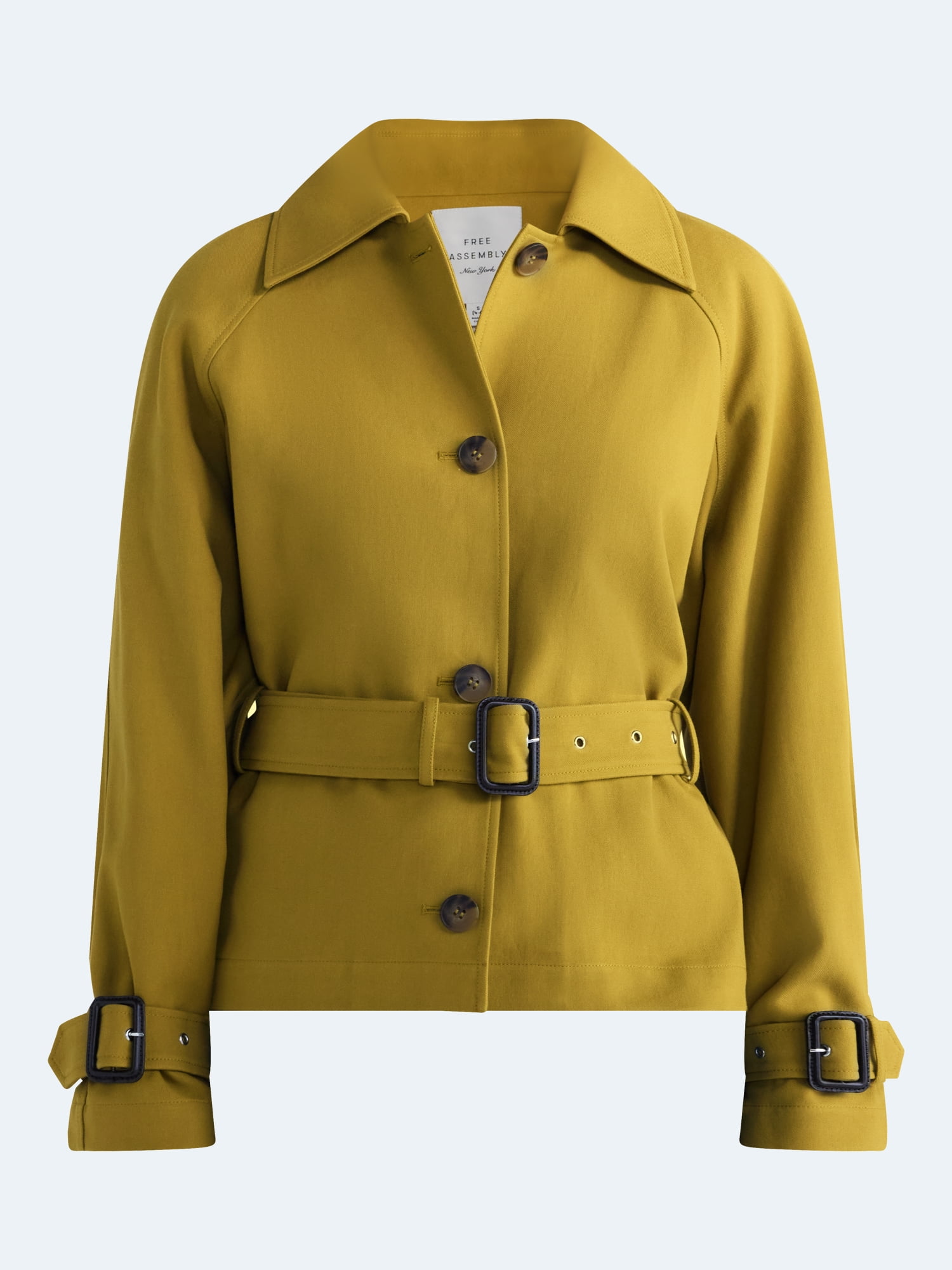 Free Assembly Women's Short Belted Cotton Trench Jacket, Sizes XXS-XXL