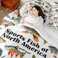 thumbnail image 4 of Castle Fairy Animal Fish Boy Bedding Comforter Set,Lake Life Queen Bedding Sets, 4 of 8