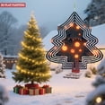 thumbnail image 3 of Stylish Metal Hanging Christmas Tree Wind Spinner - Geometric Design with Glowing Ornaments for Garden & Yard Decor, 3 of 7