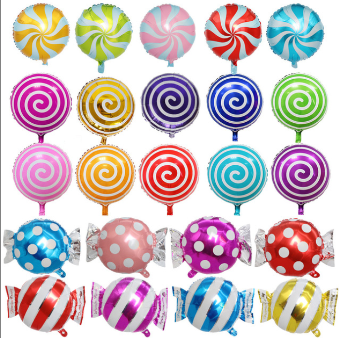 23 Pack Candy Balloons Set, Including Round Lollipop Balloons and Candy Shape Balloons, Candyland Party Decorations, Aluminum Balloons for Birthday Wedding Party