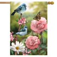 thumbnail image 2 of Spring Welcome House Flag 28x40 Inch Double Outside Vertical Burlap Floral Hummingbirds Summer Large Yard Flags Seas, 2 of 4