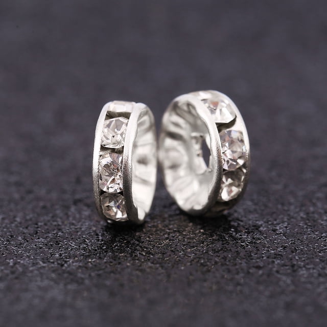 Alloy Rhinestone Spacer Bead Jewelry Making DIY Craft Supplies 100pcs Set