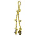 thumbnail image 1 of Cuerdas de masticar para perros en forma de nudos de Bargains Únicos, cuerda de algodón trenzado duradera para limpiar los dientes de gatos y perros en color rosa, gris y amarillo, 1 of 7